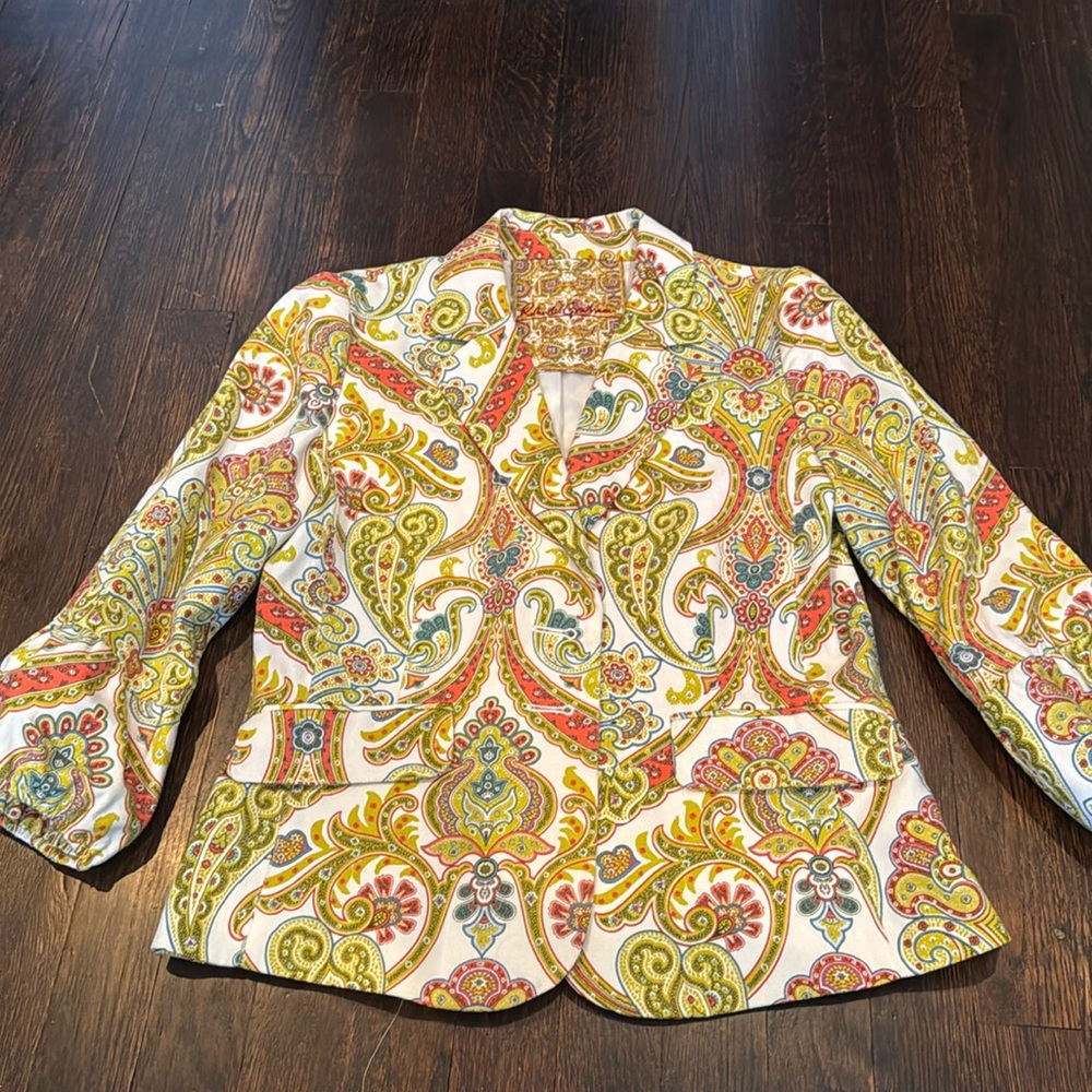Robert Graham Women’s Paisley blazer - crop puffer sleeve- Preowned